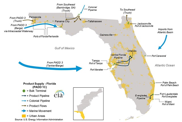 Hurricane Irma: Florida petroleum ports and pipelines at risk
