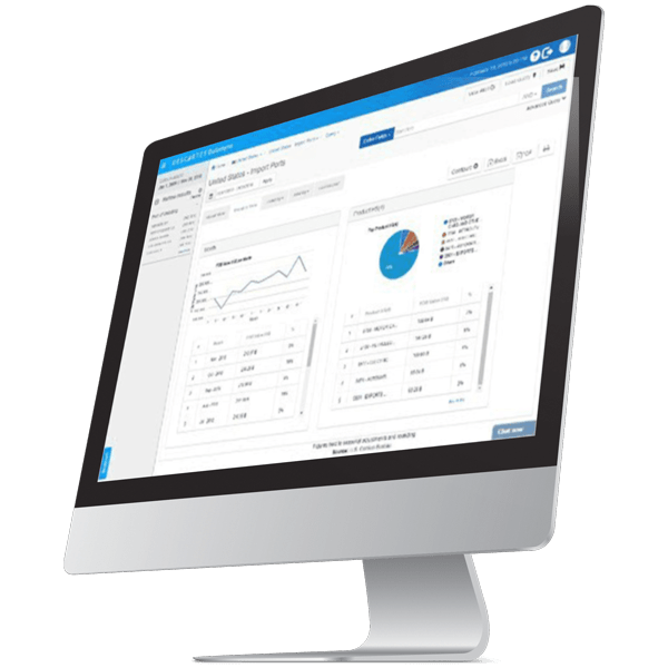 descartes datamyne software showing global trade data