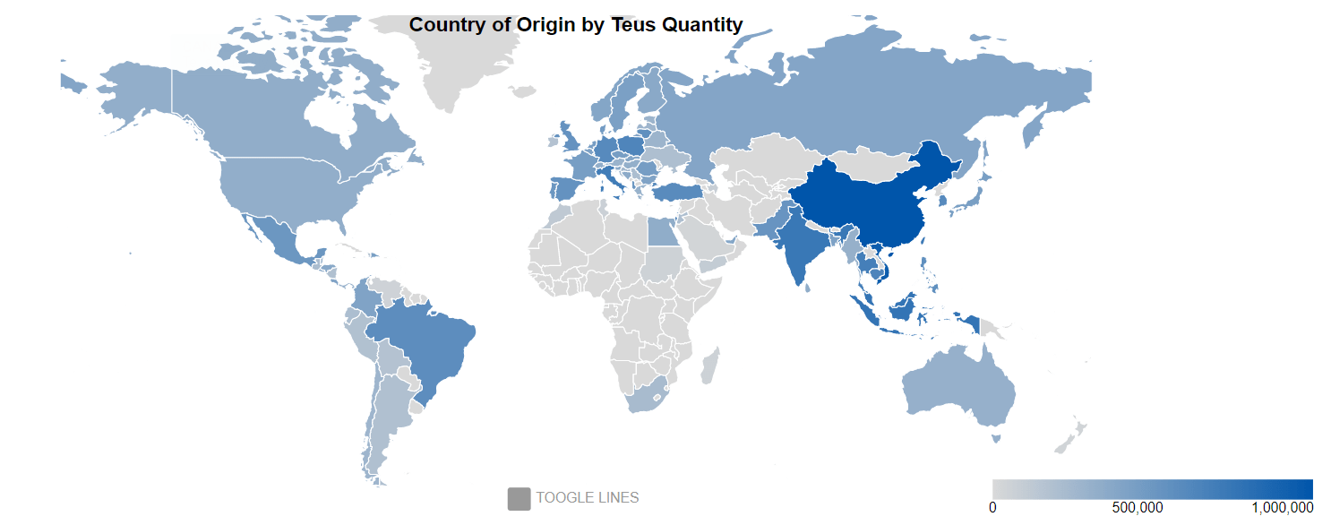 teus quantity country of origin global map